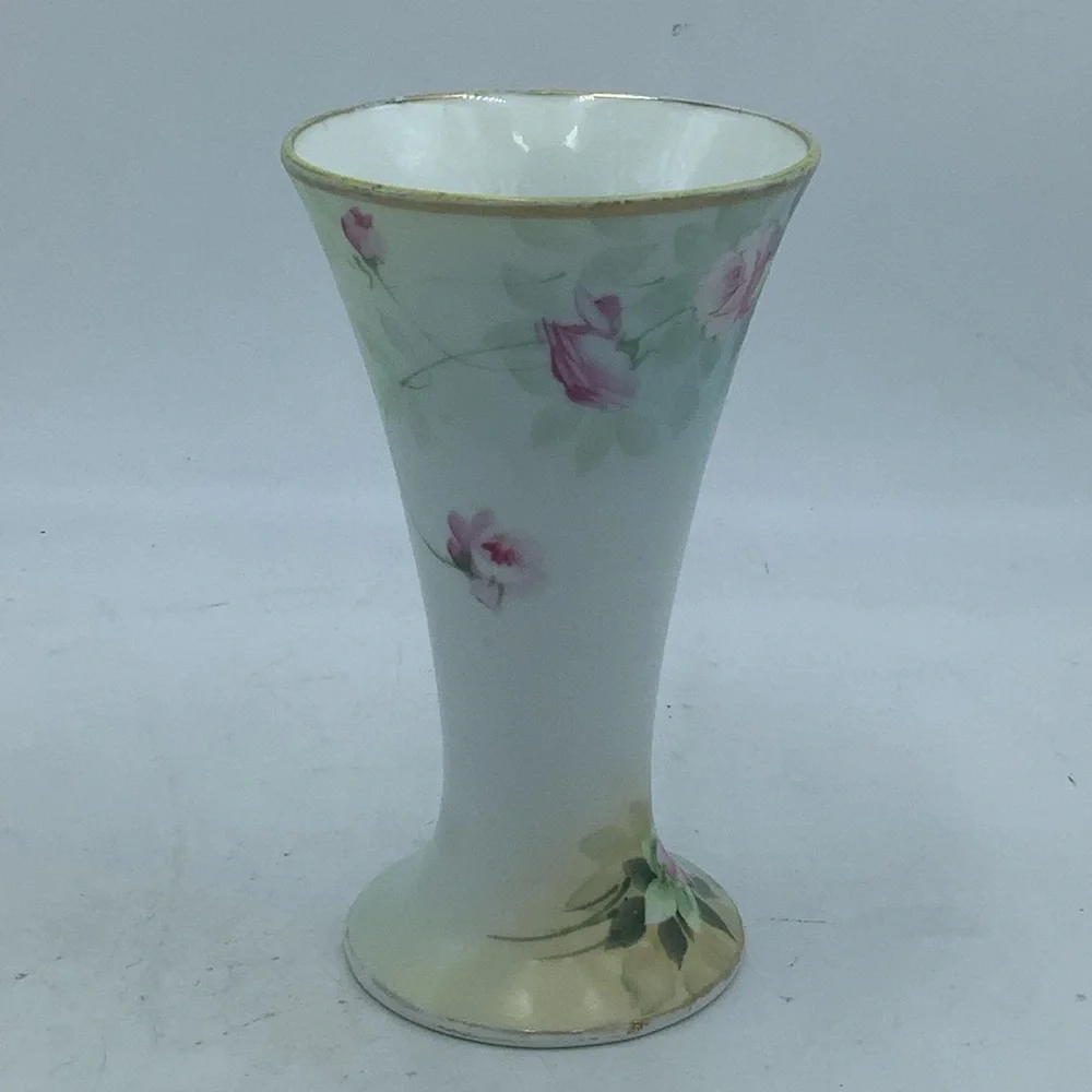 Antique Nippon Vase with Hand Painted Flowers